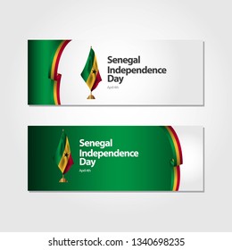 Senegal Independence Day Flag Vector Template Design Illustration