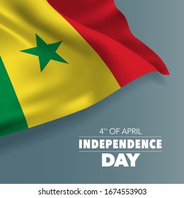 Senegal independence day greeting card, banner, vector illustration. Senegalese national day 4th of April background with elements of flag, square format