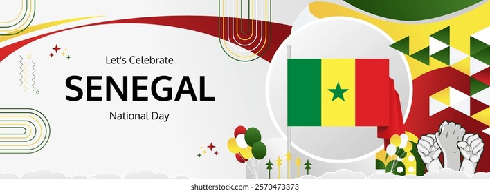 Senegal Independence Day modern greeting banner. 4th April Happy Senegal National Day. Holidays abstract concept. Great for event like carnival, feast poster, support, culture and tourism