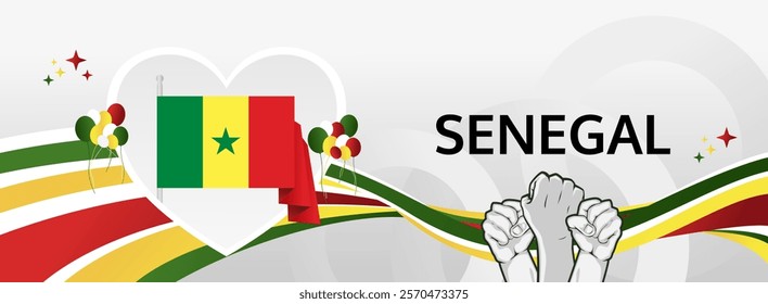 Senegal Independence Day modern greeting banner. 4th April Happy Senegal National Day. Holidays abstract concept. Great for event like carnival, feast poster, support, culture and tourism