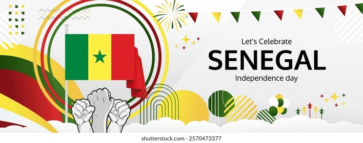 Senegal Independence Day modern greeting banner. 4th April Happy Senegal National Day. Holidays abstract concept. Great for event like carnival, feast poster, support, culture and tourism