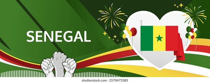 Senegal Independence Day modern greeting banner. 4th April Happy Senegal National Day. Holidays abstract concept. Great for event like carnival, feast poster, support, culture and tourism