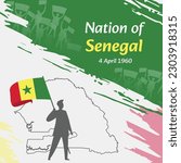 Senegal Independence Day Post Design. April 4th, the day when Senegalese made this nation free. Suitable for national days. Perfect concepts for social media posts, greeting card, cover, banner.