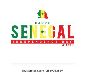 SENEGAL Independence Day vector design on a white background with map flag, Typographic Design of SENEGAL National Day, SENEGAL typography, Map of Senegal