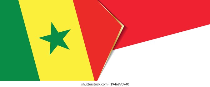 Senegal and Indonesia flags, two vector flags symbol of relationship or confrontation.