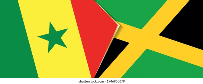 Senegal and Jamaica flags, two vector flags symbol of relationship or confrontation.