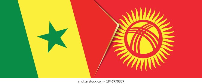 Senegal and Kyrgyzstan flags, two vector flags symbol of relationship or confrontation.