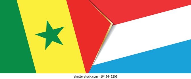 Senegal and Luxembourg flags, two vector flags symbol of relationship or confrontation.