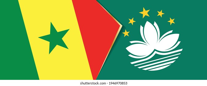 Senegal and Macau flags, two vector flags symbol of relationship or confrontation.