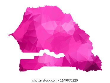 senegal Map - Abstract geometric rumpled triangular low poly style gradient graphic on white background , line dots polygonal design for your. Vector illustration