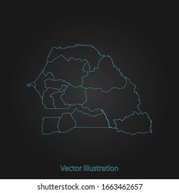 Senegal map - Abstract mash line and point scales on dark background with Senegal. flat design style, clean and modern. Vector Illustration eps10