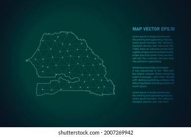 senegal map. Abstract mash line and point scales on dark background . 3D mesh polygonal network line, design sphere, dot and structure. Vector illustration eps 10.