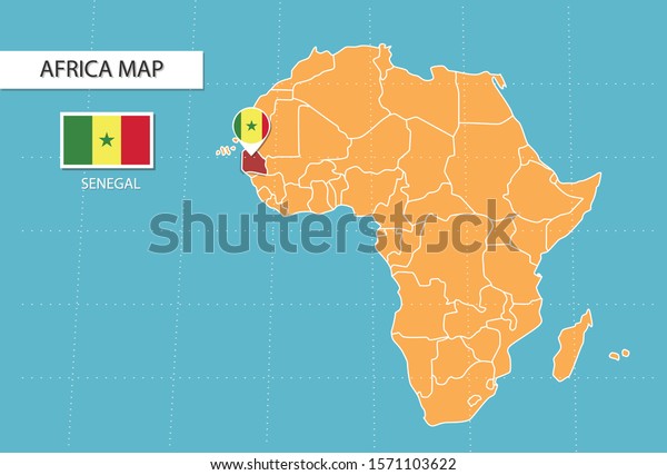 Senegal Map Africa Icons Showing Senegal Stock Vector Royalty