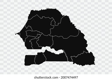 Senegal map black Color on Backgound png