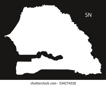 Senegal Map black and white illustration
