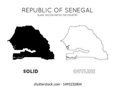 Senegal map. Blank vector map of the country. Borders of Senegal for your infographic. Vector illustration.