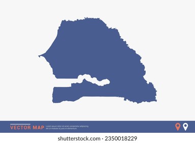 Senegal Map - blue abstract style isolated on white background for infographic, design vector.