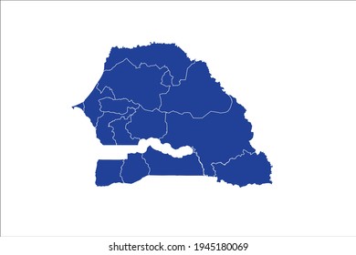 Senegal Map blue Color on White Backgound
