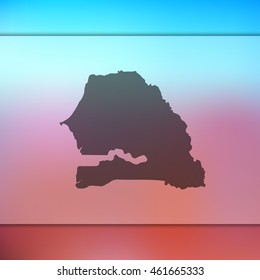 Senegal map. Blurred background with silhouette of Senegal map. Vector silhouette of Senegal map