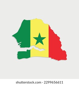 senegal map with flag on gray background