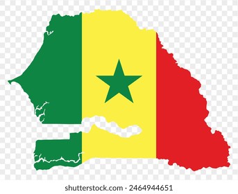 Senegal map flag on transparent  background. vector illustration. 