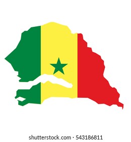 Senegal map and flag in white background