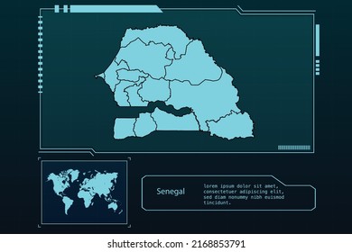 Senegal Map Futuristic  infographic Map element collection background
