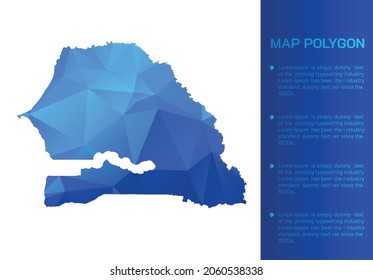 Senegal map in geometric blue polygonal style modern design on white background. Vector illustration map in geometric blue polygonal style modern design on white background. Vector illustration.