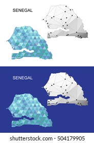 Senegal map in geometric polygonal style. Abstract gems triangle.