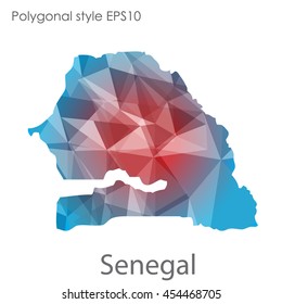Senegal map in geometric polygonal style.Abstract gems triangle,modern design background.Vector Illustration EPS10.