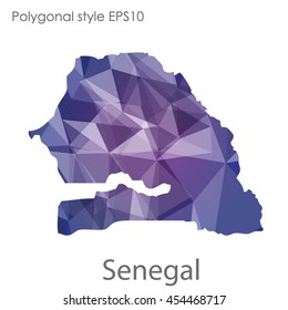 Senegal map in geometric polygonal style.Abstract gems triangle,modern design background.Vector Illustration EPS10.