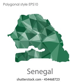 Senegal map in geometric polygonal style.Abstract gems triangle,modern design background.Vector Illustration EPS10.