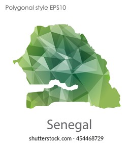 Senegal map in geometric polygonal style.Abstract gems triangle,modern design background.Vector Illustration EPS10.