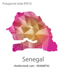 Senegal map in geometric polygonal style.Abstract gems triangle,modern design background.Vector Illustration EPS10.