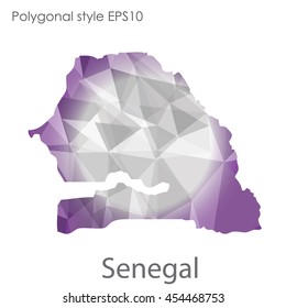 Senegal map in geometric polygonal style.Abstract gems triangle,modern design background.Vector Illustration EPS10.