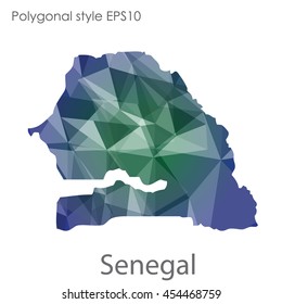 Senegal map in geometric polygonal style.Abstract gems triangle,modern design background.Vector Illustration EPS10.