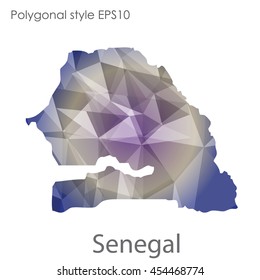 Senegal map in geometric polygonal style.Abstract gems triangle,modern design background.Vector Illustration EPS10.