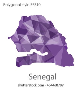 Senegal map in geometric polygonal style.Abstract gems triangle,modern design background.Vector Illustration EPS10.