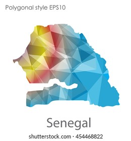 Senegal map in geometric polygonal style.Abstract gems triangle,modern design background.Vector Illustration EPS10.