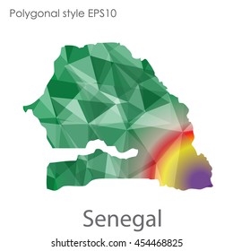 Senegal map in geometric polygonal style.Abstract gems triangle,modern design background.Vector Illustration EPS10.