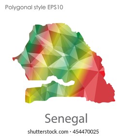 Senegal map in geometric polygonal style.Abstract gems triangle,modern design background.Vector Illustration EPS10.