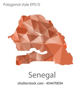Senegal map in geometric polygonal style.Abstract gems triangle,modern design background.Vector Illustration EPS10.