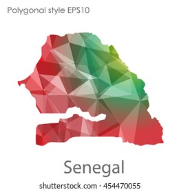 Senegal map in geometric polygonal style.Abstract gems triangle,modern design background.Vector Illustration EPS10.