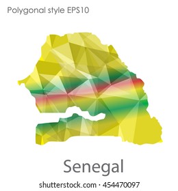 Senegal map in geometric polygonal style.Abstract gems triangle,modern design background.Vector Illustration EPS10.