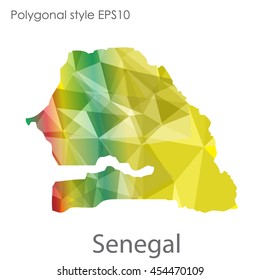 Senegal map in geometric polygonal style.Abstract gems triangle,modern design background.Vector Illustration EPS10.