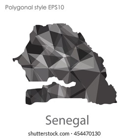 Senegal map in geometric polygonal style.Abstract gems triangle,modern design background.Vector Illustration EPS10.