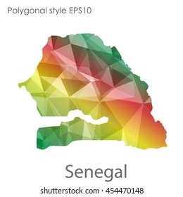 Senegal map in geometric polygonal style.Abstract gems triangle,modern design background.Vector Illustration EPS10.