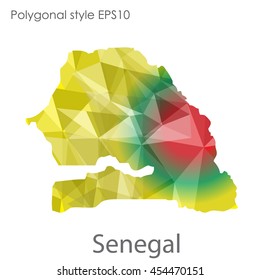 Senegal map in geometric polygonal style.Abstract gems triangle,modern design background.Vector Illustration EPS10.