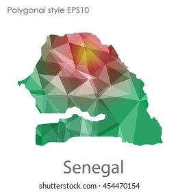 Senegal map in geometric polygonal style.Abstract gems triangle,modern design background.Vector Illustration EPS10.