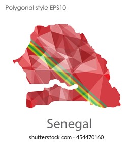 Senegal map in geometric polygonal style.Abstract gems triangle,modern design background.Vector Illustration EPS10.